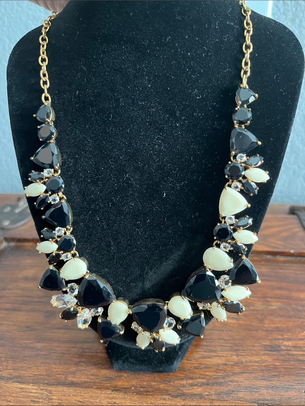 kate spade Black and Cream Crystal Bib Necklace